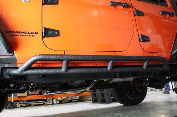 Jeep JK Rock Sliders 4 Door 07-18 Wrangler JK Unlimited Steel Black Textured Powdercoat Fishbone ...