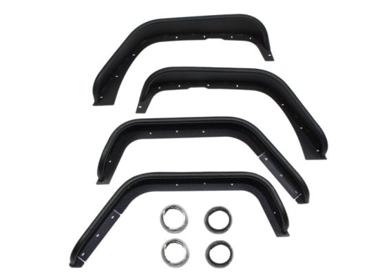 Jeep JK Tube Fenders 07-18 Wrangler JK Front/Rear Set Of 4 Aluminum Black Textured Powdercoat Fis...