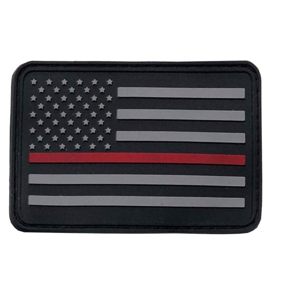American Flag Patches, PVC Rubber, 2.0 Inch x 3.0 Inch w/ Velcro/Hook Backing Stars on Left Black...