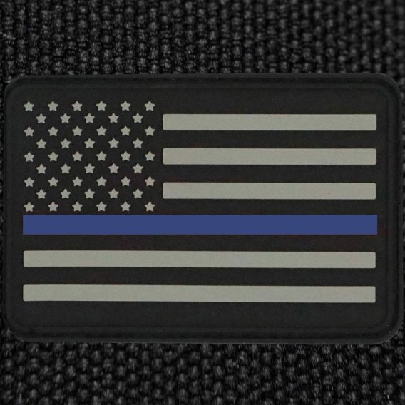 American Flag Patches, PVC Rubber, 2.0 Inch x 3.0 Inch w/ Velcro/Hook Backing Stars on Left Black...