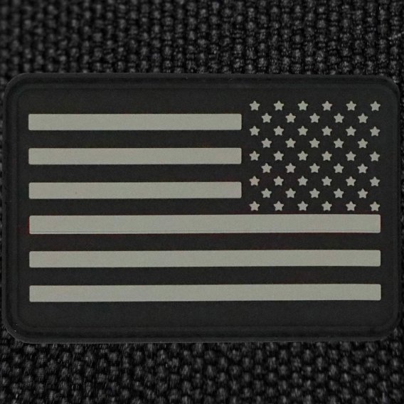 American Flag Patches, PVC Rubber, 2.0 Inch x 3.0 Inch w/ Velcro/Hook Backing Stars on Right Blac...