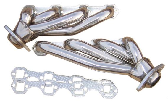Shorty Exhaust Header 79-93 Ford Mustang 50 Hardware/Gaskets Incl Polished 304 Stainless Steel Py...