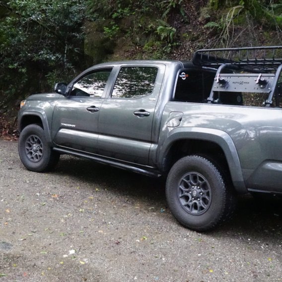 Tacoma Rock Sliders Bolt On 10 Degree Angle For 05-15 Tacoma Double Cab Short Bed Pair Heavy Meta...