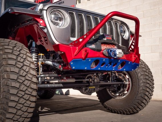 Bare Steel Nighthawk Mid-tube Stinger Front Bumper with Aluminum Skid for JK, JL, and JT - Bare S...