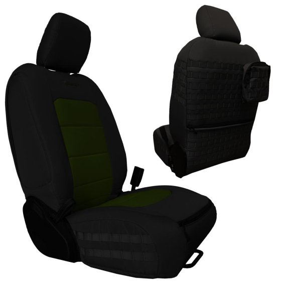 Jeep Seat Covers Wrangler JLU Tactical Front Seat Covers Black/Olive Pair - 4 Door For Mojave and...