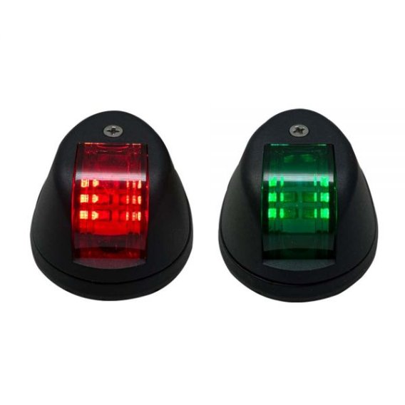 12V-24V Marine Starboard Green and Port Red LED Light Set with Black Shell Marine Sport Lighting