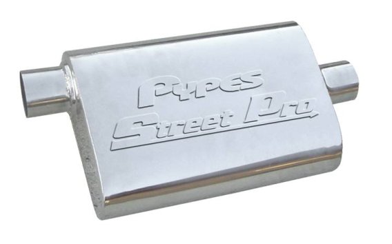 Street Pro Series Muffler 18 in 2.5 in Offset/Center Hardware Not Incl Natural 409 Stainless Stee...