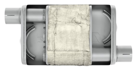 Turbo Pro Muffler 2.5 Inch Offset Inlet/Offset Outlet Pypes Exhaust