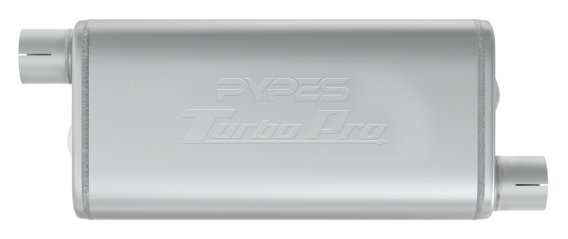 Turbo Pro Muffler 18 Inch Body 2.5 Inch Offset Inlet/Offset Outlet 409 Stainless MVT30