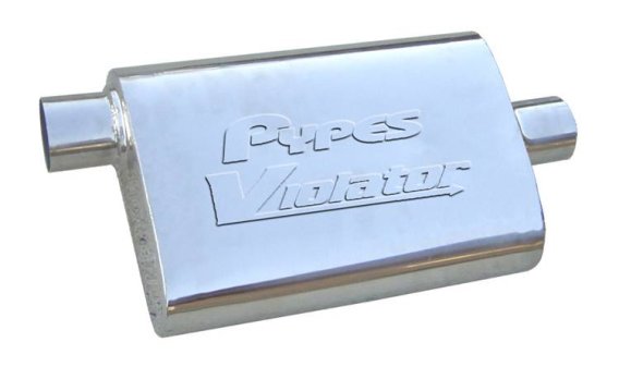 Violator Series Muffler 14 in 2.5 in Offset/Center Hardware Not Incl Natural 409 Stainless Steel ...