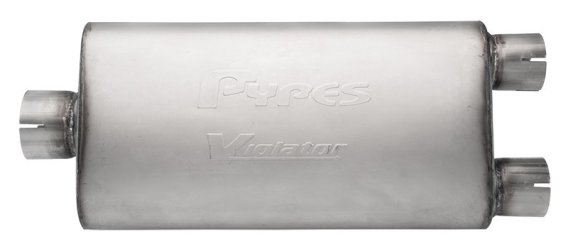 Violator Series Muffler 3 in Center Inlet/2.5 in Dual Outlet 18 in L Hardware Not Incl Natural 40...