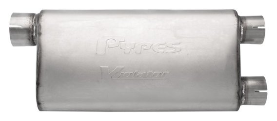 Violator Series Muffler 3 in Offset Inlet/2.5 in Dual Outlet 18 in L Hardware Not Incl Natural 40...