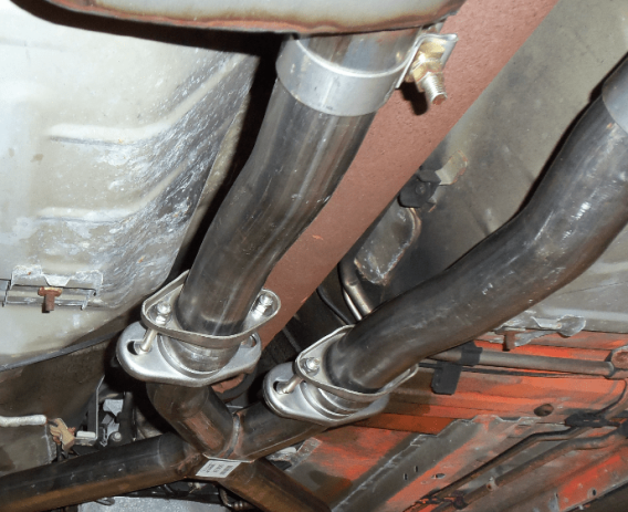 Mid Pipe Exhaust Pipe 2.5 in LH 15 3/4 in RH 17 3/4 in Flanges Incl Natural 409 Stainless Steel P...