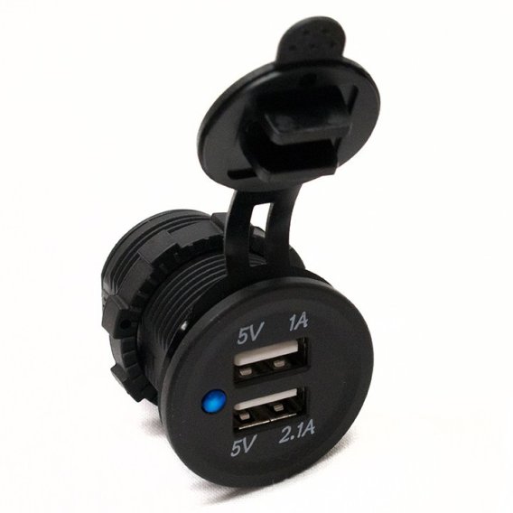 Socket sized Dual Port USB 3.1Amp with Blue LED