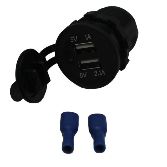 Socket sized Dual Port USB 3.1Amp with Blue LED