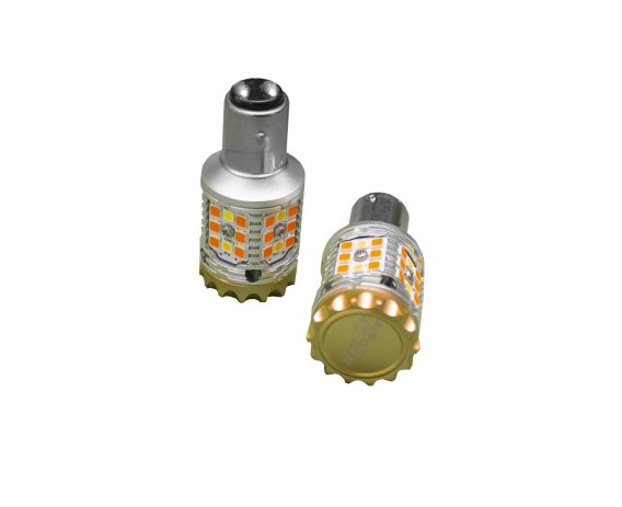 1157 BAY15D No Rapid Flash Canbus Turn signal LED Bulbs Switchback version in White / Amber 9v-30...