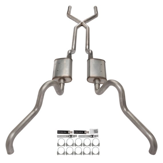 1966-71 Ford Fairlane 2.5 Inch X-Pipe Crossmember Back Quarter Panel Exit Exhaust Violator Muffle...