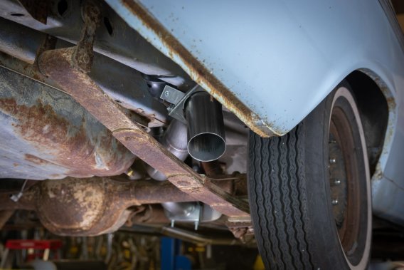 1966-71 Ford Fairlane 2.5 Inch X-Pipe Crossmember Back Quarter Panel Exit Exhaust Violator Muffle...