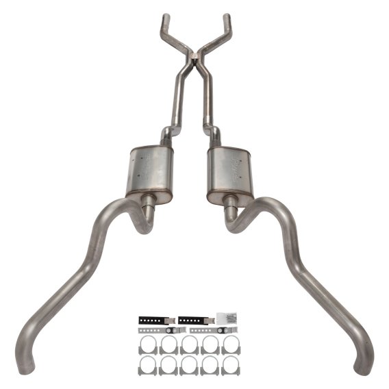 1966-71 Ford Fairlane 2.5 Inch H-Pipe Crossmember Back Quarter Panel Exit Exhaust No Mufflers Pyp...