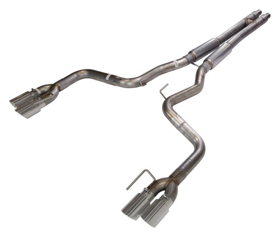 Cat Back Exhaust System 18-Pres Mustang GT Split Rear Quad Exit 3 in Quad 304 Stainless Steel Pol...