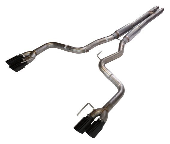 Cat Back Exhaust System 18-Pres Mustang GT Split Rear Quad Exit 3 in Quad 304 Stainless Steel Bla...