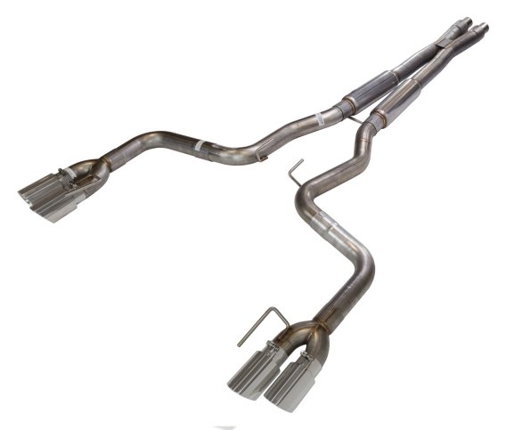 Cat Back Exhaust System 18-Pres Mustang GT Split Rear Quad Exit 3 in Quad 304 Stainless Steel Pol...