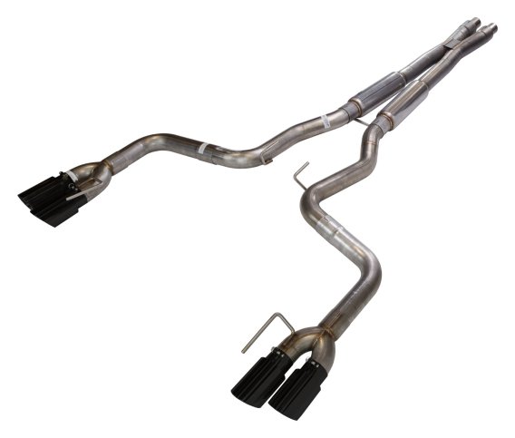 Cat Back Exhaust System 18-Pres Mustang GT Split Rear Quad Exit 3 in Quad 304 Stainless Steel Bla...