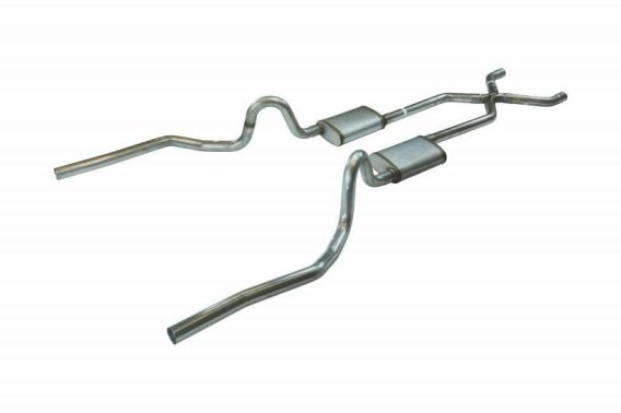 Crossmember Back w/X-Pipe Exhaust System 70-71 GTO/68-72 442 Dual Split Rear Valance Exit 2.5 in ...