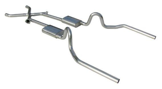 Crossmember Back w/Xchange Exhaust System 64-74 A-Body Split Rear Dual Exit 3 in Intermediate And...
