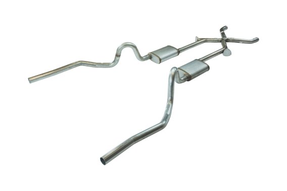 Crossmember Back w/Xchange Exhaust System 70-71 GTO/68-72 442 Split Rear Dual Exit 2.5 in Interme...