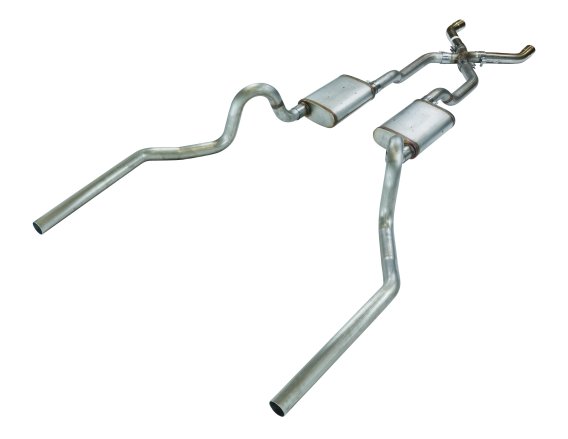 Crossmember Back w/X-Pipe Exhaust System 68-72 Chevelle High Tubro Split Rear Dual Exit 2.5 in In...