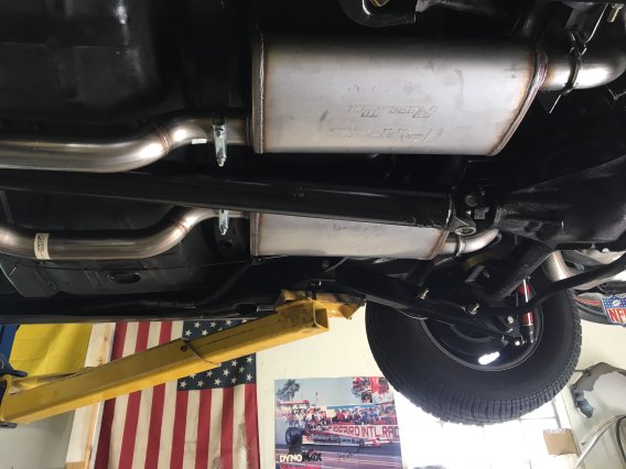 Crossmember Back w/X-Pipe Exhaust System 68-72 Chevelle High Tubro Split Rear Dual Exit 2.5 in In...