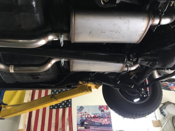 Crossmember Back w/X-Pipe Exhaust System 68-72 Chevelle High Tubro Split Rear Dual Exit 2.5 in In...
