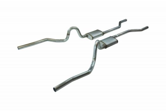 Crossmember Back Without X-Pipe Exhaust System 70-71 GTO/68-72 442 Split Rear Dual Exit 2.5 in In...
