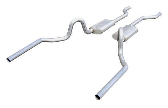 Crossmember Back Without X-Pipe Exhaust System 64-72 A-Body Split Rear Dual Exit 2.5 in Intermedi...