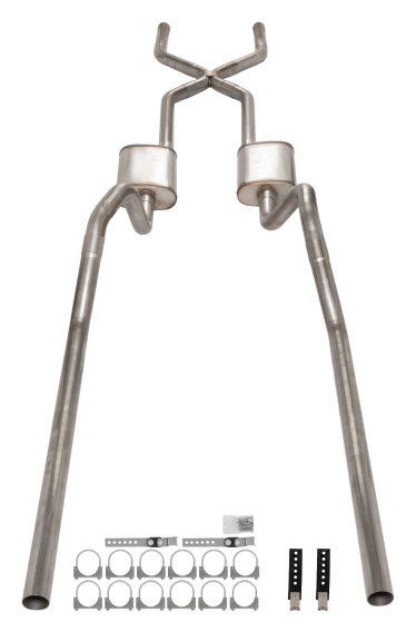 1965-70 Chevy Impala  X-Pipe Crossmember Back Exhaust 409 SS Rear Exit No Mufflers Pypes Performa...