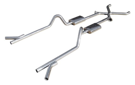 Crossmember Back w/Xchange Exhaust System Split Rear Dual Exit 2.5 in Intermediate X-Pipe And Tai...