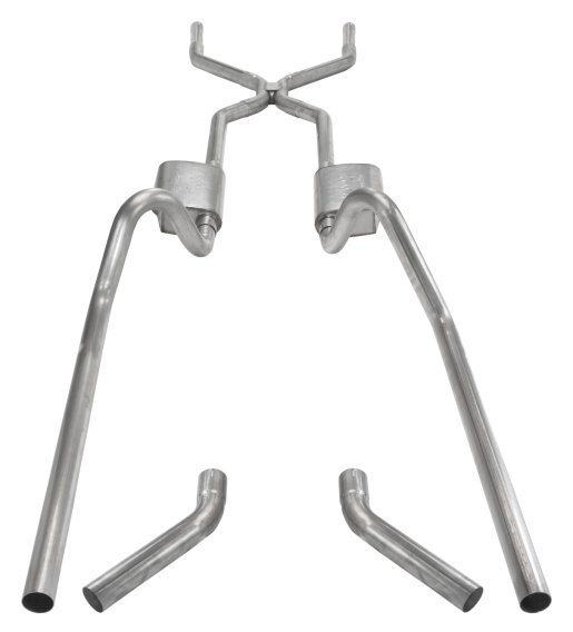 1955-1957 Tri-Five Chevy Pocket Kit 2.5 Inch Crossmember Back Exhaust System With H-Bomb H-Pipe 4...