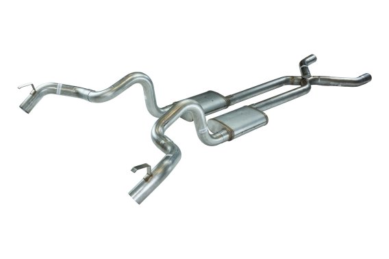 Crossmember Back w/X-Pipe Exhaust System 70-74 F-Body Split Rear Dual Quarter Exit 3in Intermedia...