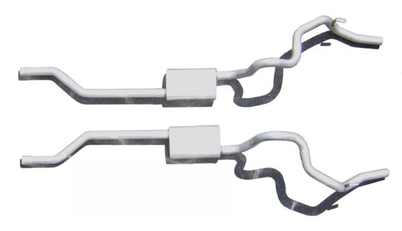 Crossmember Back Without X-Pipe Exhaust System Split Rear Dual Exit 2.5 in Intermediate And Tail ...