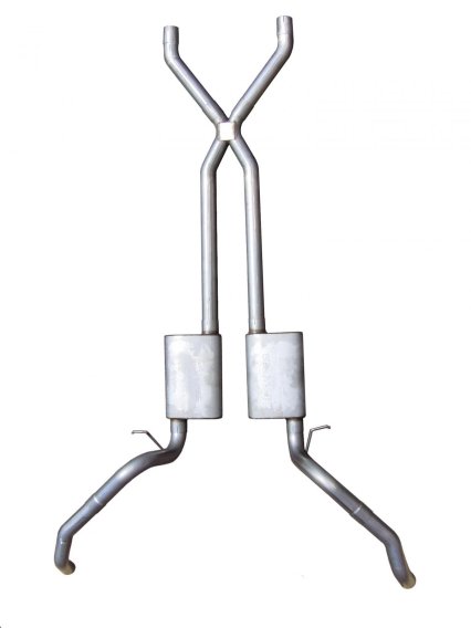 Crossmember Back w/X-Pipe Exhaust System 67-69 Split Rear Dual Exit 2.5 in Intermediate Pipe And ...