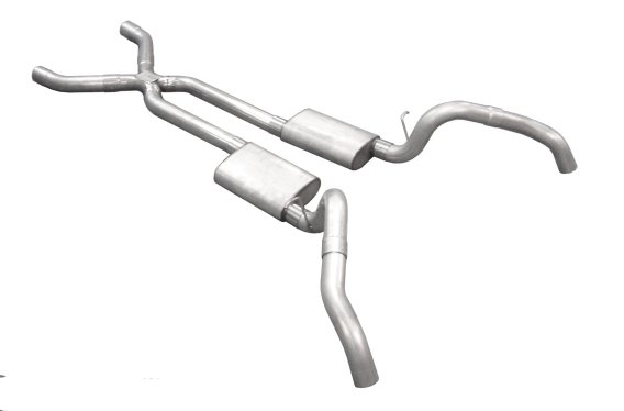Crossmember Back w/X-Pipe Exhaust System 67-69 Split Rear Dual Exit 3 in Intermediate And Tail Pi...