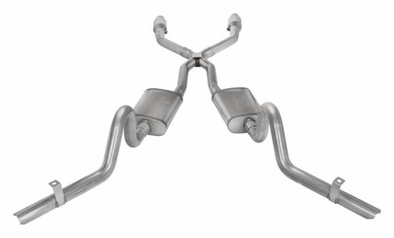 Crossmember Back w/X-Pipe Exhaust System 78-88 GM G-Body Split Rear Dual Exit 2.5 in Intermediate...