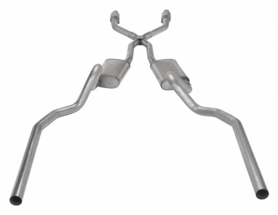 Crossmember Back w/X-Pipe Exhaust System 78-88 GM G-Body SS Split Rear Dual Exit 2.5 in Intermedi...