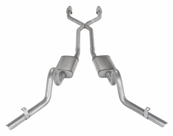Crossmember Back w/X-Pipe Exhaust System 78-88 EL Camino Exc SS Split Rear Dual Exit 2.5 in Inter...