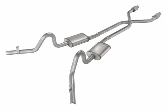 Crossmember Back w/X-Pipe Exhaust System 78-88 EL Camino Exc SS Split Rear Dual Exit 2.5 in Inter...