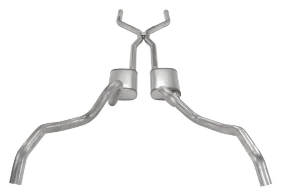 Crossmember Back w/H-Pipe Exhaust System 62-67 Nova Split Rear Dual Exit 2.5 in Intermediate And ...