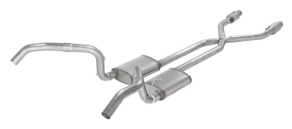 Crossmember Back w/X-Pipe Exhaust System 75-79 Nova Split Rear Dual Exit 2.5 in Intermediate And ...