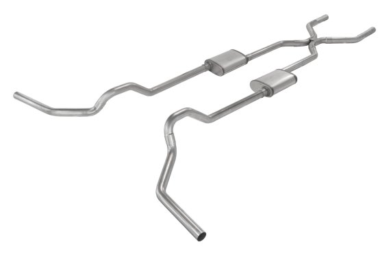 1975-1987 GM Truck 2.5 Inch Crossmember Back With H-Bomb H-Pipe Exhaust System Includes Catalytic...