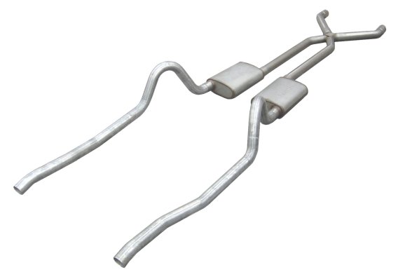 Crossmember Back w/X-Pipe Exhaust System 67-73 Mopar A-Body Split Rear Dual Exit 2.5 in Intermedi...
